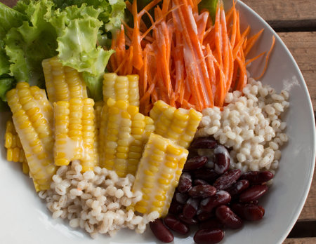 fresh salad    with mayonnaise on table