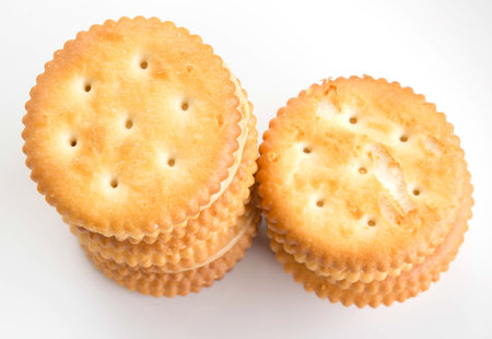 Sandwich biscuits on a white background
