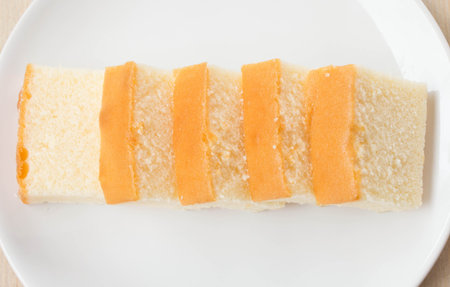Butter cake sliced on dish