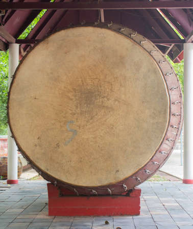 Big drum in a Buddhist templeの写真素材