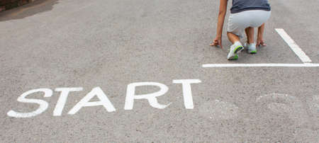 To start jogging in the evening time の写真素材