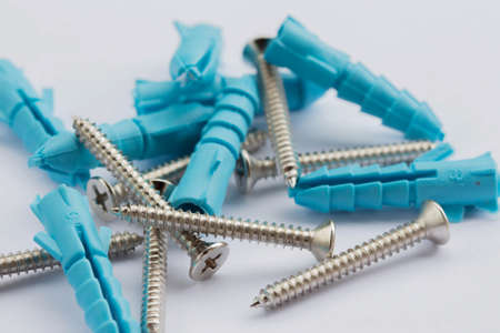 screws tool at metal on a white backgroundの写真素材