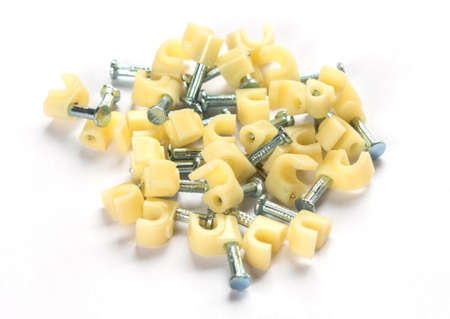 concrete nail use for telephone wireの写真素材