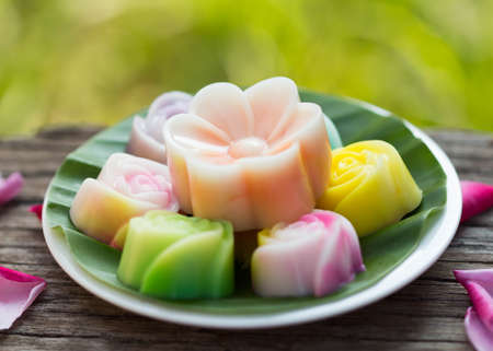 Dessert Coconut Jelly on a plateの写真素材