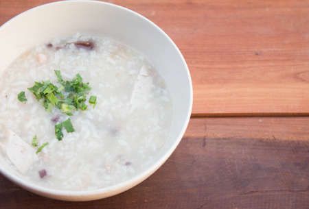 Boiled pork Thailand's popular breakfast.の写真素材