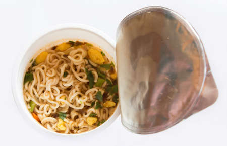 Instant noodles on white background.の写真素材