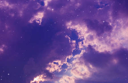 night sky with cloud and stars.の写真素材