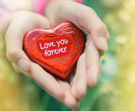 giving red heart.の写真素材