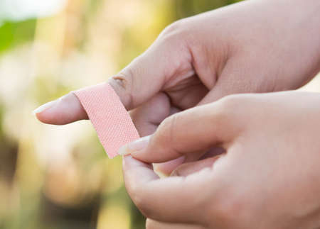 Sticking plasters on fingers.の写真素材