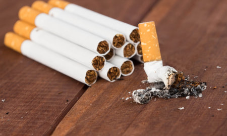 cigarettes  on the wooden floor.
