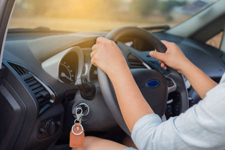 female driving car.の写真素材
