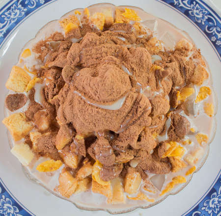 Shave ice sprinkle cocoa powderの写真素材