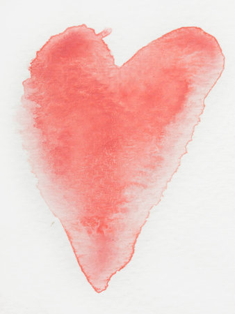 red hart watercolor background.の写真素材