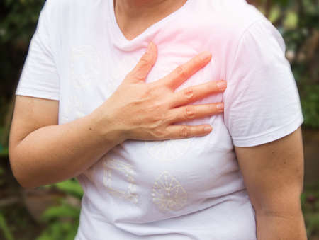 hurts the heart or Chest pain.の写真素材