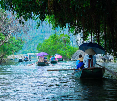 Tourist boat most popular place in Vietnam.の写真素材