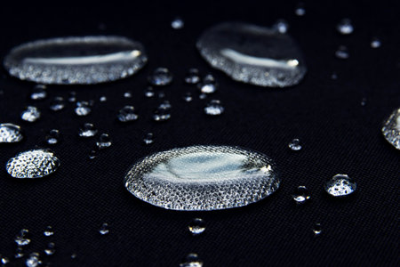 Water droplets on fiber Waterproof fabric
