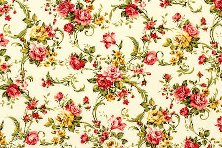 Rose fabric background, Fragment of colorful retro tapestryの写真素材