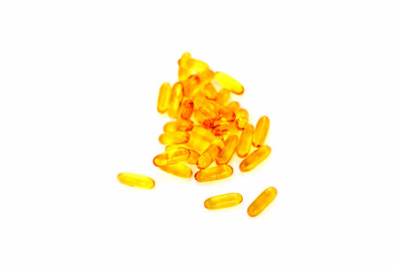 Fish oil capsules / tablets / pills /supplements, isolated on white background