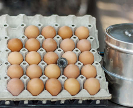 Eggs in the package for mix roti menuの写真素材