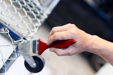painter working on steelの写真素材