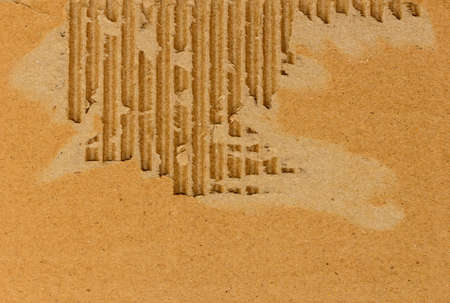 Brown corrugated cardboard sheet useful as a backgroundの写真素材