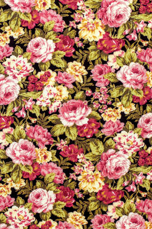 Rose Fabric background, Fragment of colorful retro tapestryの写真素材