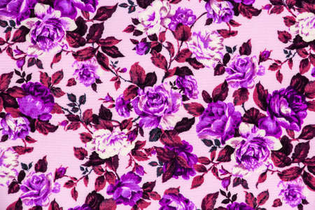 Pattern purple rose on the fabric for backgroundの写真素材