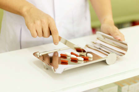 Pill on a counting trayの写真素材