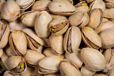 Macro of some pistachiosの写真素材