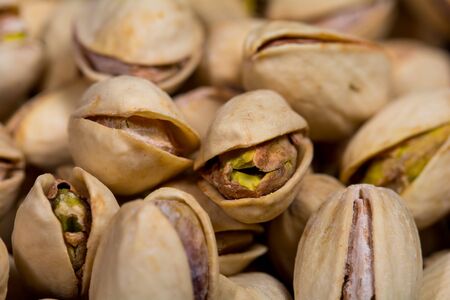 Macro of some pistachiosの写真素材