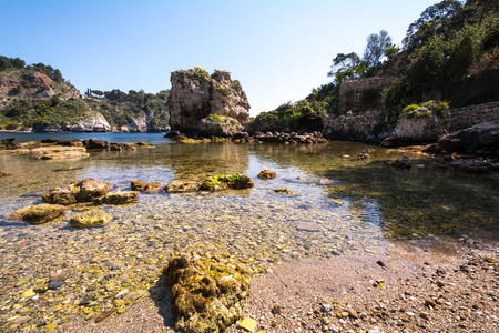 Isola Bela in Taormina in Sicily, Italyの写真素材