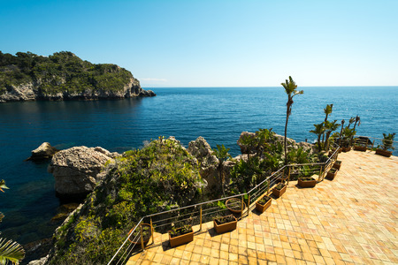 Isola Bela in Taormina in Sicily, Italyの写真素材