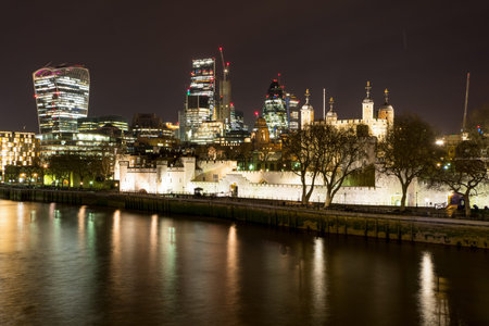 London Skyline with skysrapers, blue backgroung