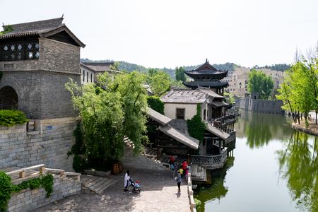 Gubei watertown in Simatai in Beijing in China, replica of an ancient Chinese villageのeditorial素材