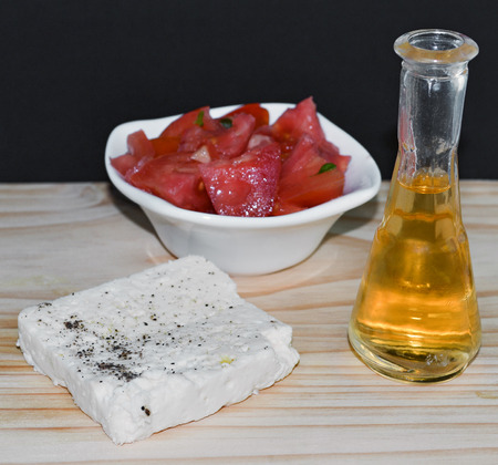 Mediterranean appetizer and authentic glass of homemade brandyの写真素材