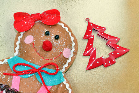 Christmas decorations on an old yellow background