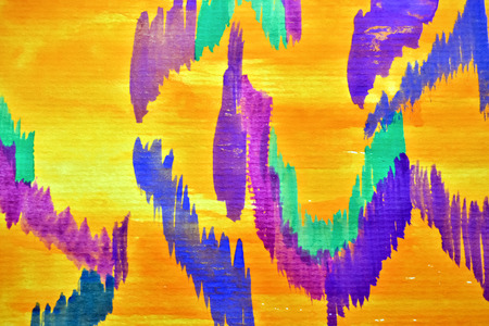 Colorful drawing with watercolors made by a childの写真素材