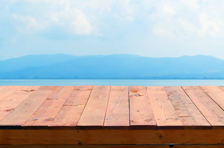 Simple scenic landscape in orange and blueの写真素材