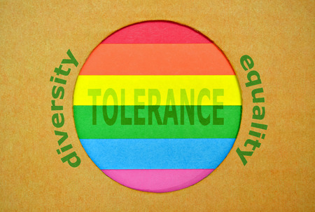 Stylized LGBT flag in a circular form with rainbow colorsの写真素材