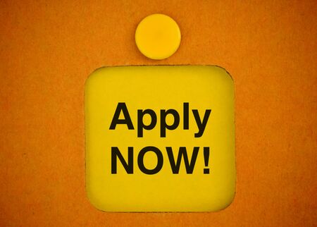 Yellow sticker with announcement  for opportunity for applicationの写真素材