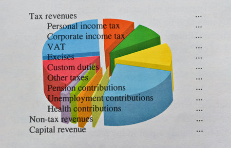 Colored pie chart representing the total revenues from taxes