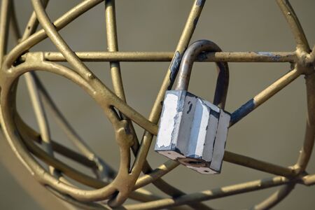Closeup of a padlock that means promise especially in love storiesの写真素材