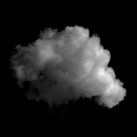 Photo of a fluffy cloud isolated on black backgroundの写真素材