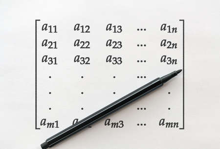 General form of matrix and a felt pen on bright backgroundの写真素材