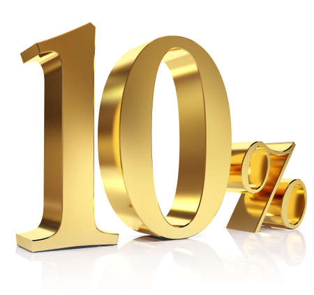 Ten percent 3D in goldの写真素材