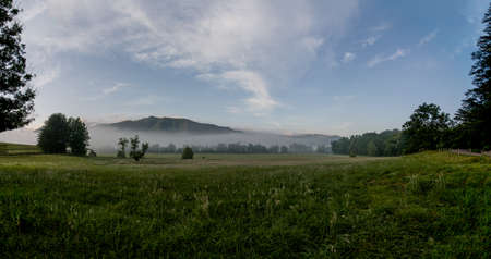 Great Smoky Mountain pasture at sunrise の写真素材