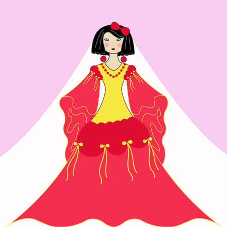 Beautiful woman in a chic long dressのイラスト素材