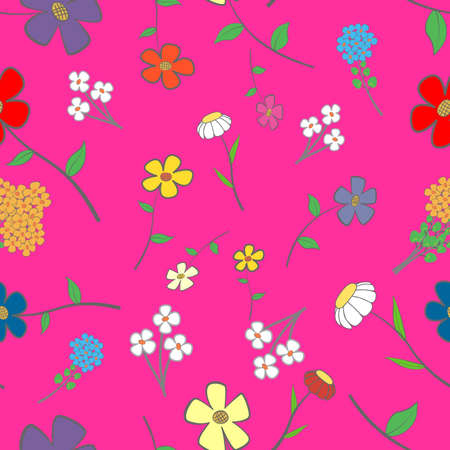 Background - floral seamless with a variety of flowersのイラスト素材