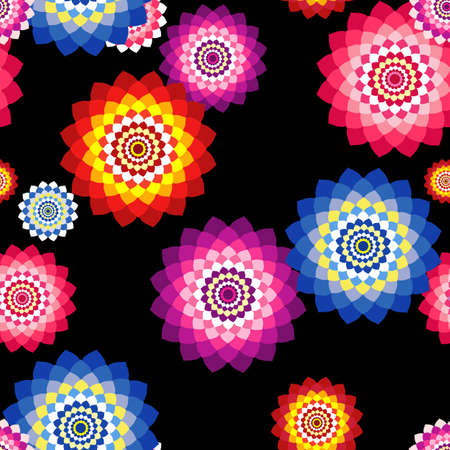 Seamless floral background with mosaic multi-colored flowersのイラスト素材