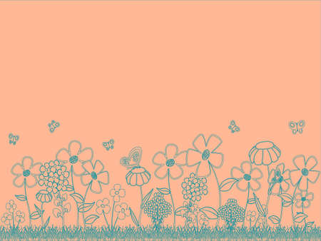 Hand drawn floral background.  のイラスト素材